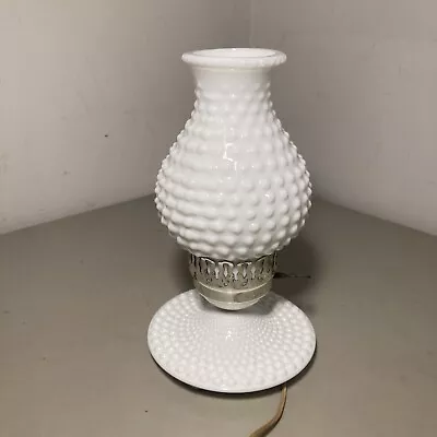 Vintage Milk Glass Hurricane Hobnail Table Lamp 11” Tall Electric Works White • $18