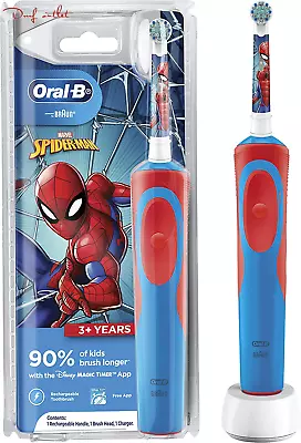 Oral B Kids Spiderman Electric Toothbrush Soft Battery Teeth Dental Care Cleaner • $36.99