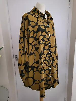 Italian Lagenlook Mustard/Black Oversized Shirt/Dress Size 22/24/26 • £6