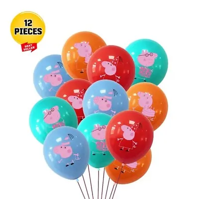 Peppa Pig 12 Latex Balloons Birthday Party Helium Air Decorations • £3.49