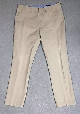 J.CREW Chino Pants Mens 36X34 Beige Flat Front Slim Bedford Cotton • $12.60