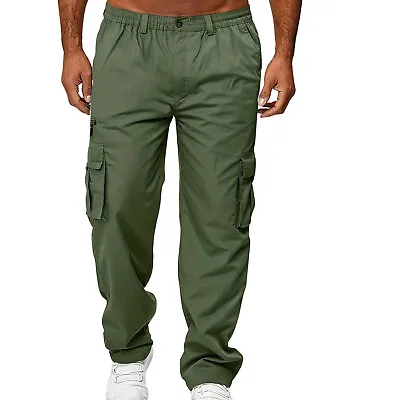 Mens Heavy Duty Stretch Cargo Pants Relaxed Fit Joggers Sweatpants Work Pants • $14.98