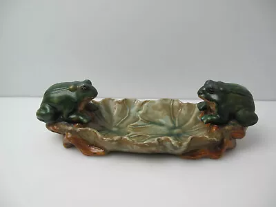 Vintage Ceramic Frogs Soap / Towels Trinket Dish 12 X 3.5 Flaw  • $15.99