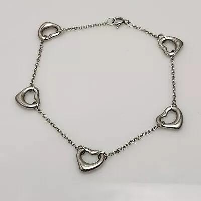 Tiffany & Co Elsa Peretti Sterling Silver Open Heart Chain Bracelet 8  • $195