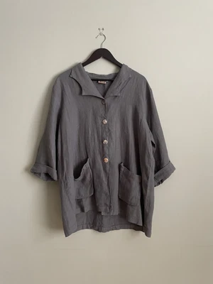 £24.95 • Buy The Linen Press 100% Linen Grey Shirt Blouse Size XXXL