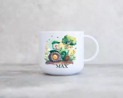 Children's Personalised Unbreakable Plastic Cup Kids Tractor 6oz Cup • £7.50