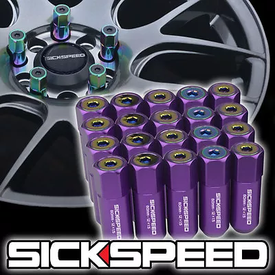 20 PURPLE/NEO CHROME CAPPED ALUMINUM 60MM EXTENDED TUNER LUG NUTS 1/2x20 L22 • $60.25