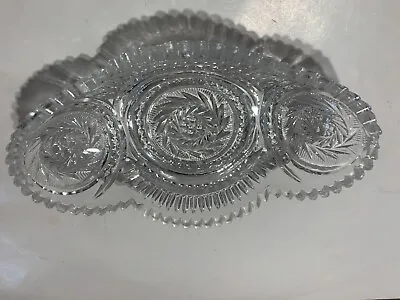 Lovely Sawtooth Edge Candy Dish Cut Glass 8  Long • $20