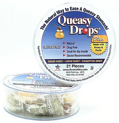 Queasy Drops Plus W/Honey & Pectin 21 Pieces Exp 8/24 (Lot Of 2) • $14.99
