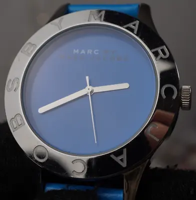 Marc By Mark Jacobs Minimalist Watch MBM1202 Blue Face Leather Band 40mm 5m • $54.99
