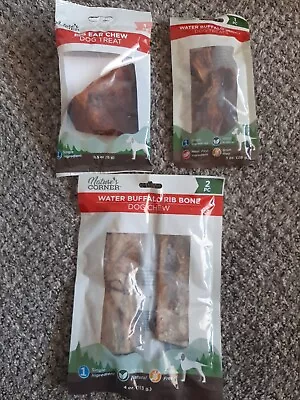 Dog Chews Treat Nature's Corner Set Of Three Packs Pig Water Buffalo Jerky • $12.99