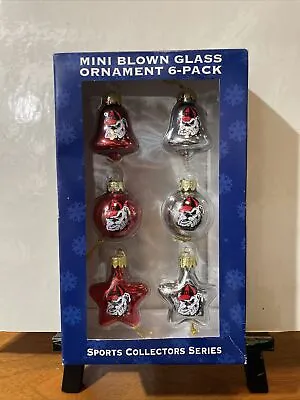 NCAA Georgia Bulldogs UGA Mini Blown Glass Christmas Ornaments Set Of 6 (New) • $15.98