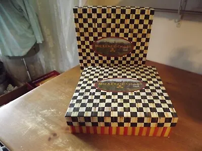 Mackenzie Childs Gift Box COURTLY CHECKS HEIRLOOM STRIPES 13.25  Sq. W/ TISSUE • $32.99