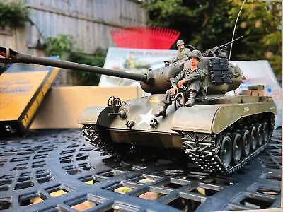 Tamiya M-26 Pershing Tank Full Option RC 1/16 + Tank Rider Soldier Coms + Box • £599