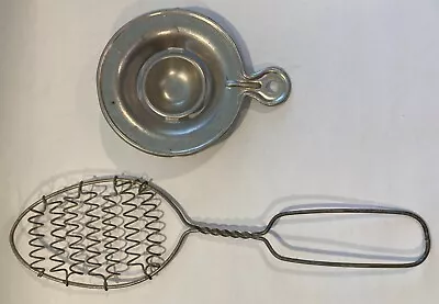 Spring Coil Metal Wire Spoon Whisk + Aluminum Egg Separator Rustic VTG Kitchen • $19