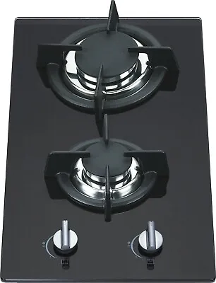 30cm CERAMIC BLACK GLASS 2 BURNER GAS COOKTOP - LPG JETS INCLUDED - GH302BG  • $250