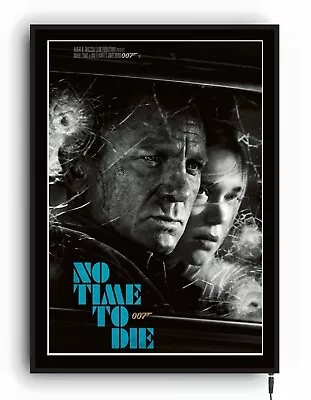 JAMES BOND NO TIME TO DIE Movie Poster Lightbox Led Sign Home Cinema MAN CAVE  • £79.99