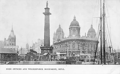 Dock Offices And Wilberforce Monument Hull England Early Postcard Unused  • $12