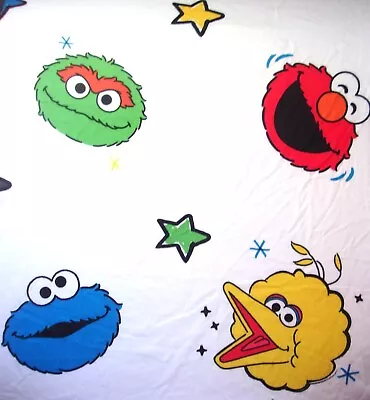 Sesame Street TWIN Fitted Sheet Big Bird Oscar Grover Elmo Faces W Stars • $12.99