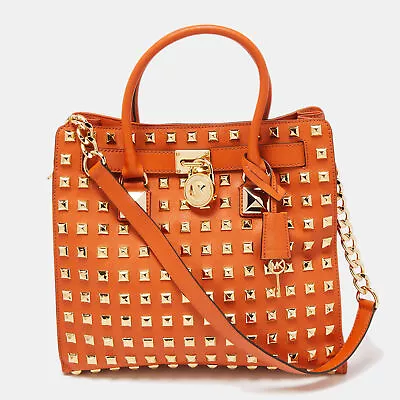 MICHAEL Michael Kors Orange Leather Studded Large North South Hamilton Tote • $149.10