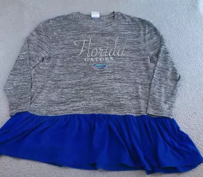 Florida Gators Dress Girls Large 12/14 Gray Ruffle Embroidered Logo Long Sleeve • $18.88