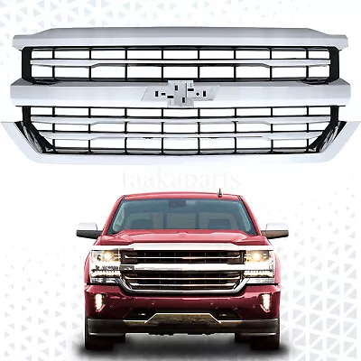 Front Bumper Grille Grill Chrome For 2016 2017 2018 Chevrolet Silverado 1500 • $208.04