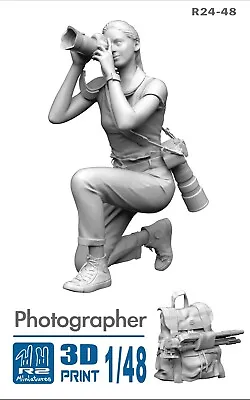 1/48 1/35 1/32 1/24 Photographer Female-R24 Series Unpainted By R2 Miniatures • $10