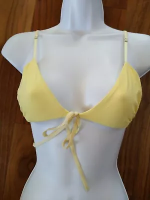 Malia Mills Striptease Bikini Top Lemondrop Yellow Sz M/L Front Tie New Cut Tags • $32