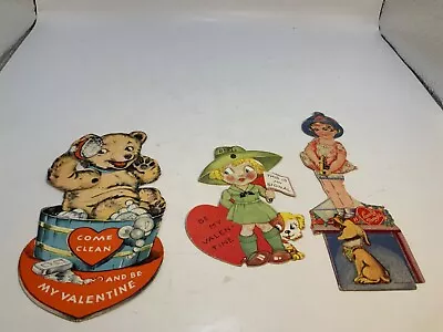 VINTAGE PREOWNED Valentine Day Cards Lot Of 3 Moveable Motion Mechanical 1930’40 • $29.99