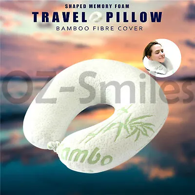 $14.96 • Buy U Neck Pillow Flight Support Cushion Shaped BAMBOO MEMORY FOAM TRAVEL PILLOW