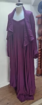 Hampstead Bazaar Boho Lagenlook Purple Cold Shoulder Maxi Dress/ Duster Coat O/S • £130