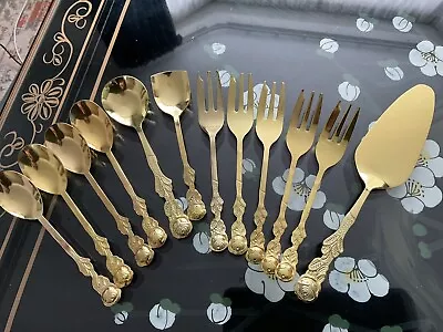 Gold Coloured Dessert Cutlery X 12 Pieces • £3.50