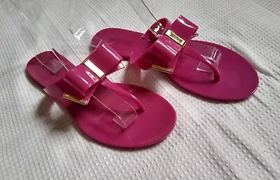 Michael Kors Pink Jelly Bow Flip Flop Thong Sandals Women's 9 • $18