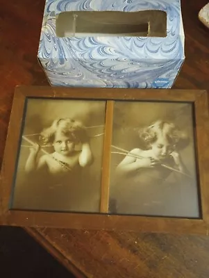 PR ANTIQUE 1897 WOOD FRAME CUPID AWAKE CUPID ASLEEP PHOTO PRINTS M.B. Parkinson • $32.50