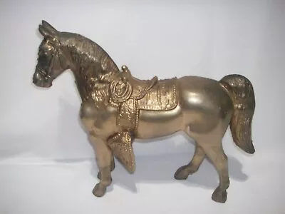 Vintage 10  Tall Metal Horse Figure Gold Color # 10 • $24