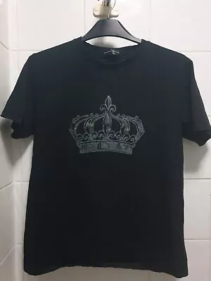 Maniere De Voir Luxury T Shirt XL Womens Royal Crown Print Black 40  (Slim) UK • $24.27