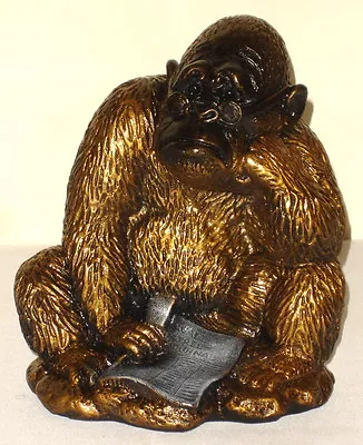 Gorilla Reads Wall Street Ape Monkey Statue Sculpture • $84.99