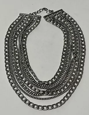 Cara Multi Strand Cuban Link Silver Tone Necklace  • $0.99