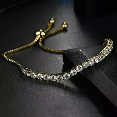 5Ct Round Cut Lab-Created Diamond Women's Bolo Bracelet 14K Yellow Gold Plated • $152.99