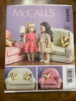 McCalls Pattern M6853 ~ 18  Doll Clothes ~ Party Dresses~Pillow~Chair~Loveseat • $3.50