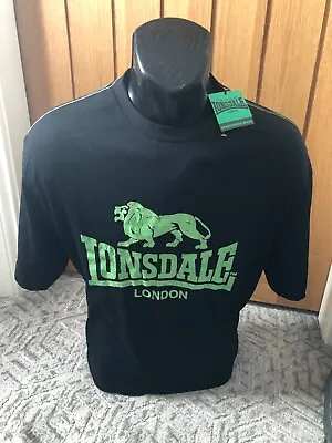Lonsdale T-Shirt London Mens Black Green Boxing Gym Training Running  Large BNWT • £9.99