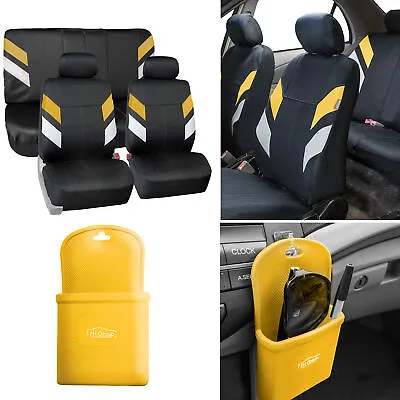 Neoprene Car Seat Covers For Auto Car Yellow W/ Silicone Phone Holder • $64.99