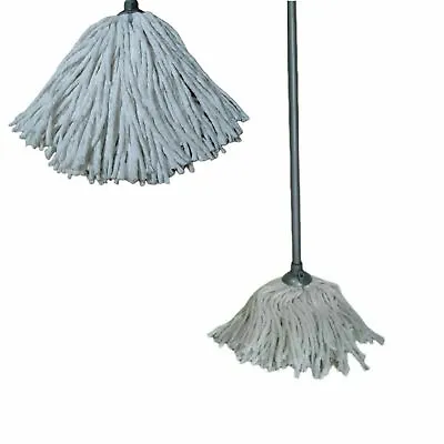 £8.99 • Buy Cotton Mop Head With Long Handle Wooden Floor Wet Kitchen Tiles Cleaner Sweeper