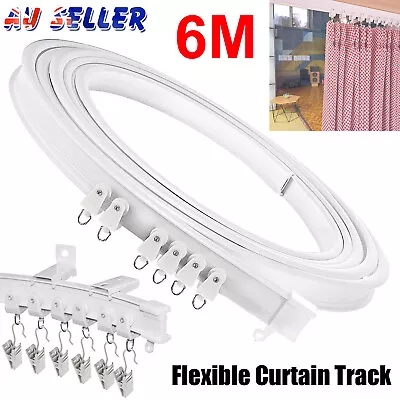 6M Bendable Flexible Curtain Track Rod Rail Ceiling Window Caravan Straight Bay • $31.29