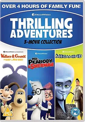 Thrilling Adventures (Wallace & Gromit: Curse/ Mr Peabody & Sher/Megamind) (DVD) • £3.50