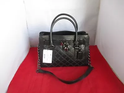 Michael Kors Hamilton Micro Stud Satchel  Satchel Shoulder Bag $398 Black #026 • $118.99