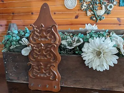 Vintage 3-Tier Wood Ornate Scroll Letter Key Hanging Organizer Wall Rack • $16