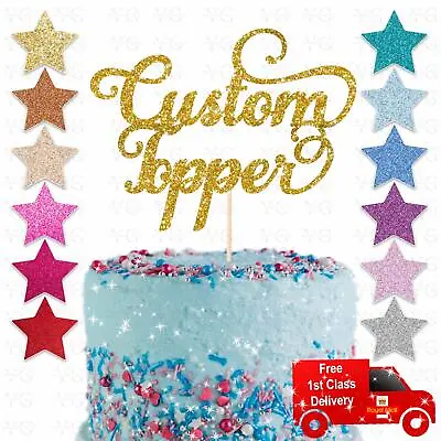 Custom Personalised Glitter Cake Topper Birthday Party Decoration Any Name Word • £2.75