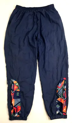 Vintage 80s Retro Blue Patterned Shell Suit Sport Bottoms Unisex Medium 30  32  • £14.95