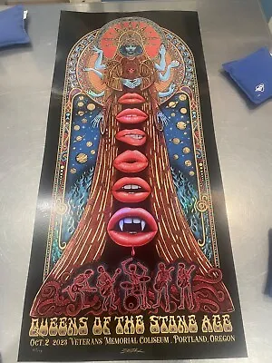 EmekQueens Of The Stone Age Foil Poster10/02/2023-PortlandOR #111/175 16.5x36 • $299